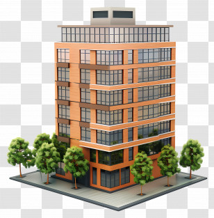 3d Building - Modern Apartment Building Transparent PNG
