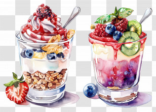 National Parfait Day - Healthy And Colorful Yogurt Parfaits With Fruits Transparent PNG