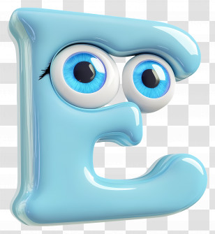 Funny Letter E - Blue Cartoon Letter E With Eyes Transparent PNG
