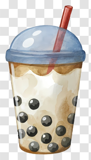 Cartoon - Watercolor Bubble Tea Cup Illustration Transparent PNG