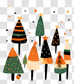 Christmas Trees - Colorful Decorative Christmas Trees Transparent PNG