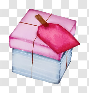 Watercolor Painting - Pink And Blue Gift Box Transparent PNG