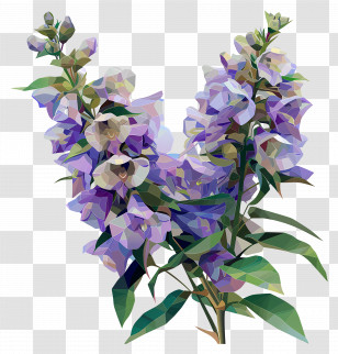 Digital Flower - Beautiful Purple Flowers In Bloom Transparent PNG