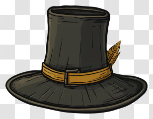 Pilgrim Hat - Vintage Black Hat Illustration Transparent PNG