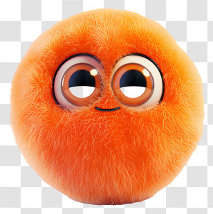 Orange Fluffy Ball - Fluffy Orange Cartoon Ball With Large Eyes Transparent PNG