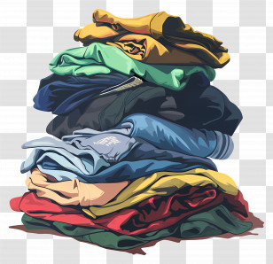 Pile Of Clothes - Pile Of Colorful Stacked Clothes For Laundry Transparent PNG