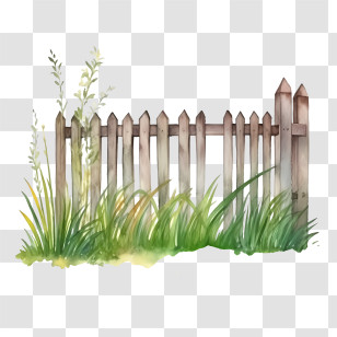 Wooden Garden Fence - Wooden Fence Surrounded By Grass Transparent PNG