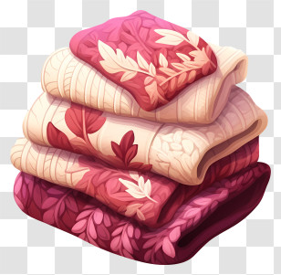 Pile Of Folded Towels - Stack Of Patterned Folded Blankets Transparent PNG