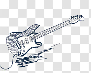 Music - Sketch Drawing Of An Electric Guitar Transparent PNG