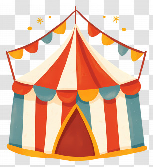 Circus Tent - Colorful Striped Circus Tent Illustration Transparent PNG