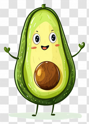 Cartoon Avocado - Cartoon Avocado With Seed Transparent PNG
