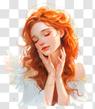 Precious - Elegant Red-haired Woman Portrait Transparent PNG