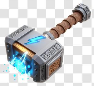 Blocky Hammer - Magic Hammer With Lightning Transparent PNG