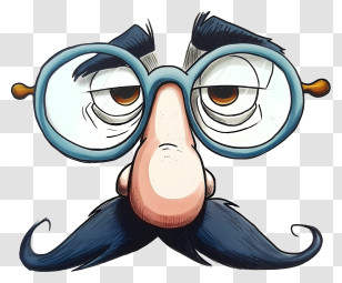 Funny Groucho Nose Glasses Illustrate - Comedic Spectacles With Mustache Transparent PNG