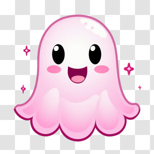 Ghost - Cute Pink Ghost Character Transparent PNG