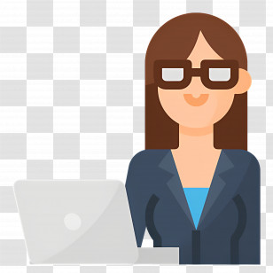 Business Woman - Business Woman With Laptop And Glasses Transparent PNG