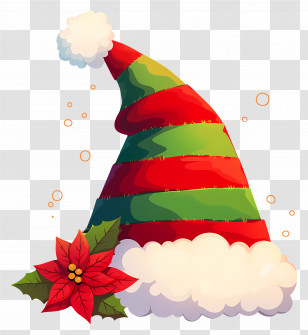 Elf Hat - Christmas Striped Elf Hat Transparent PNG