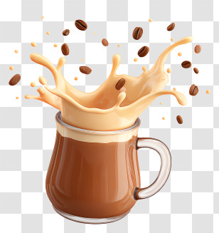 Splash Of Milk Coffee - Coffee Splash In A Cup Illustration Transparent PNG