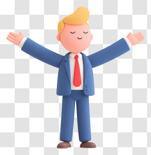 Businessman Feeling Relieved - Content Man With Open Arms Transparent PNG