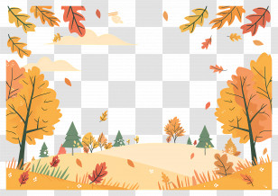 Autumn Background - Autumn-Themed Landscape With Colorful Leaves Transparent PNG