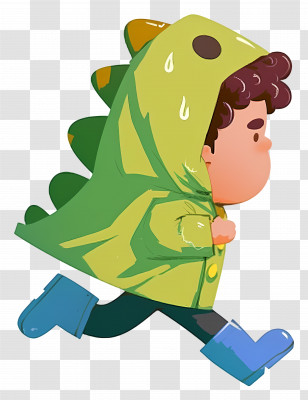 Cartoon Boy - Child Running In Dinosaur Costume Transparent PNG