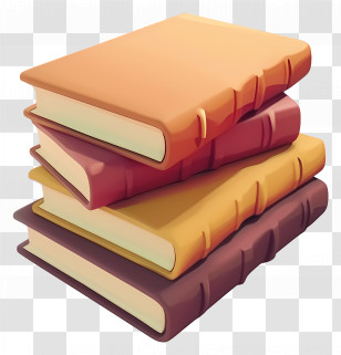 Animated Books - Artistic Illustration Of Stacked Books Transparent PNG