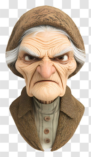Old Woman Wrinkles - Old Woman Bust Character Illustration Transparent PNG