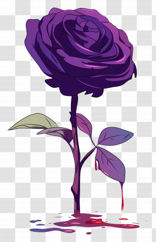Purple Rose - Purple Rose With Dripping Effect Transparent PNG