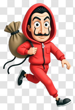 Cartoon Thief - Masked Robber In Red Hoodie Transparent PNG