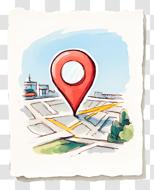 Map With Marked Location - Illustrated Map With Location Pin Transparent PNG