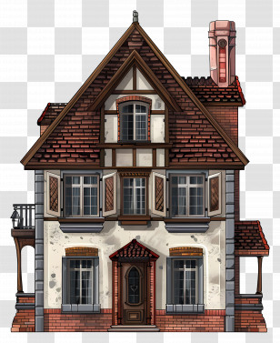 City Cottage Building - Vintage House Architectural Design Transparent PNG