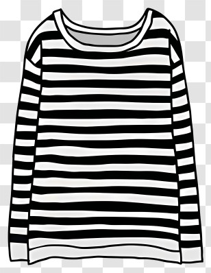 Round Neckline Sweater - Black And White Striped Long Sleeve Shirt Transparent PNG