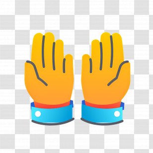 Praying Hands - Raised Hands In Yellow Gloves Transparent PNG
