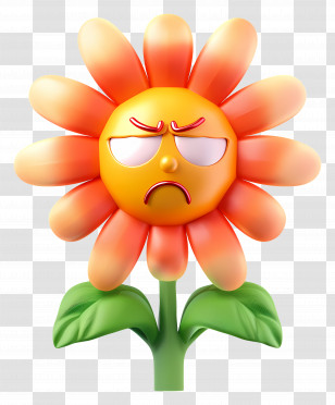 Flower - Angry Cartoon Flower With Expression Transparent PNG