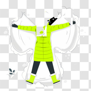 Yellow Parka Jacket - Person Making Snow Angel Transparent PNG