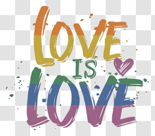 Cartoon - Love Is Love Rainbow Text Transparent PNG