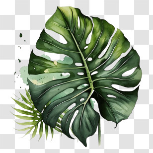 Watercolor Monstera
 - Green Monstera Leaf Illustration Transparent PNG