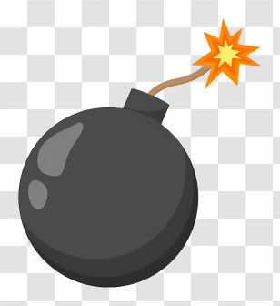 Timer Bomb - Black Bomb With Glowing Fuse Illustration Transparent PNG