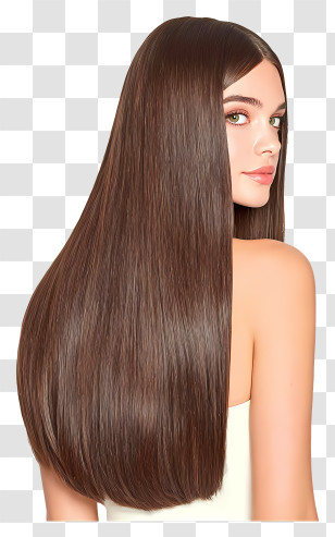 Long Straight Shiny Hair - Woman With Long Sleek Brown Hair Transparent PNG