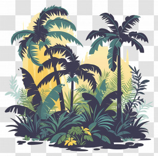 Jungle - Illustration Of A Tropical Rainforest Scene Transparent PNG