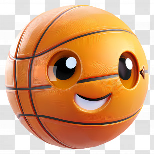 Basketball - Smiling Cartoon Basketball Face Transparent PNG