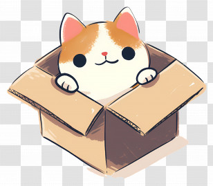 Cat In Box - Playful Kitten In A Box Transparent PNG