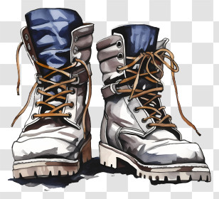 Sketch Winter Boots - Stylish Pair Of Boots With Laces Transparent PNG
