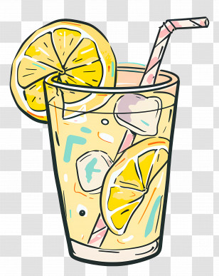 Lemonade - Colorful Glass Of Lemonade With Ice Cubes Transparent PNG