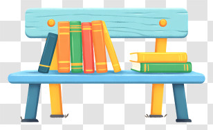 School Education Bench - Colorful Books On Wooden Bench Transparent PNG
