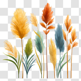 Watercolor Reed - Colorful Botanical Illustration Transparent PNG