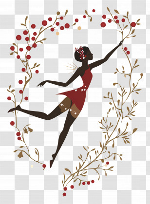 Christmas Fairy - Graceful Dancing Fairy With Berries Transparent PNG