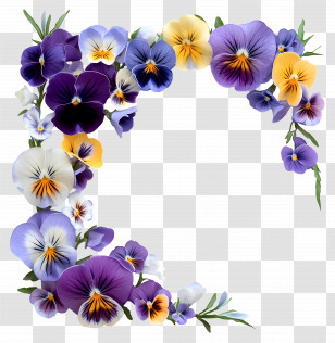 Viola Border - Colorful Pansies Arrangement Transparent PNG