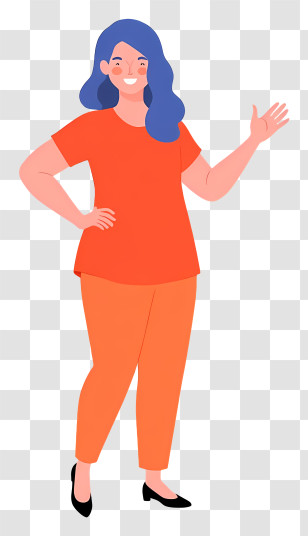 Woman Full Body - Smiling Woman In Orange Outfit Transparent PNG
