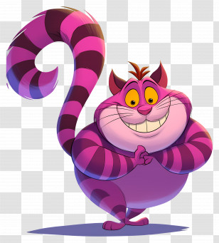 Cheshire Cat - Playful Purple Striped Cartoon Cat Transparent PNG